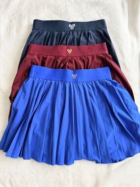 Aritzia (3) Pleated Tennis Pickleball Mini Skirt - Blue, Burgundy, Navy.